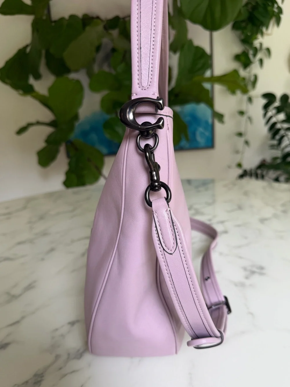 Coach Soft Tabby Hobo Bag Shoulder Crossbody Ice Purple Leather C6340